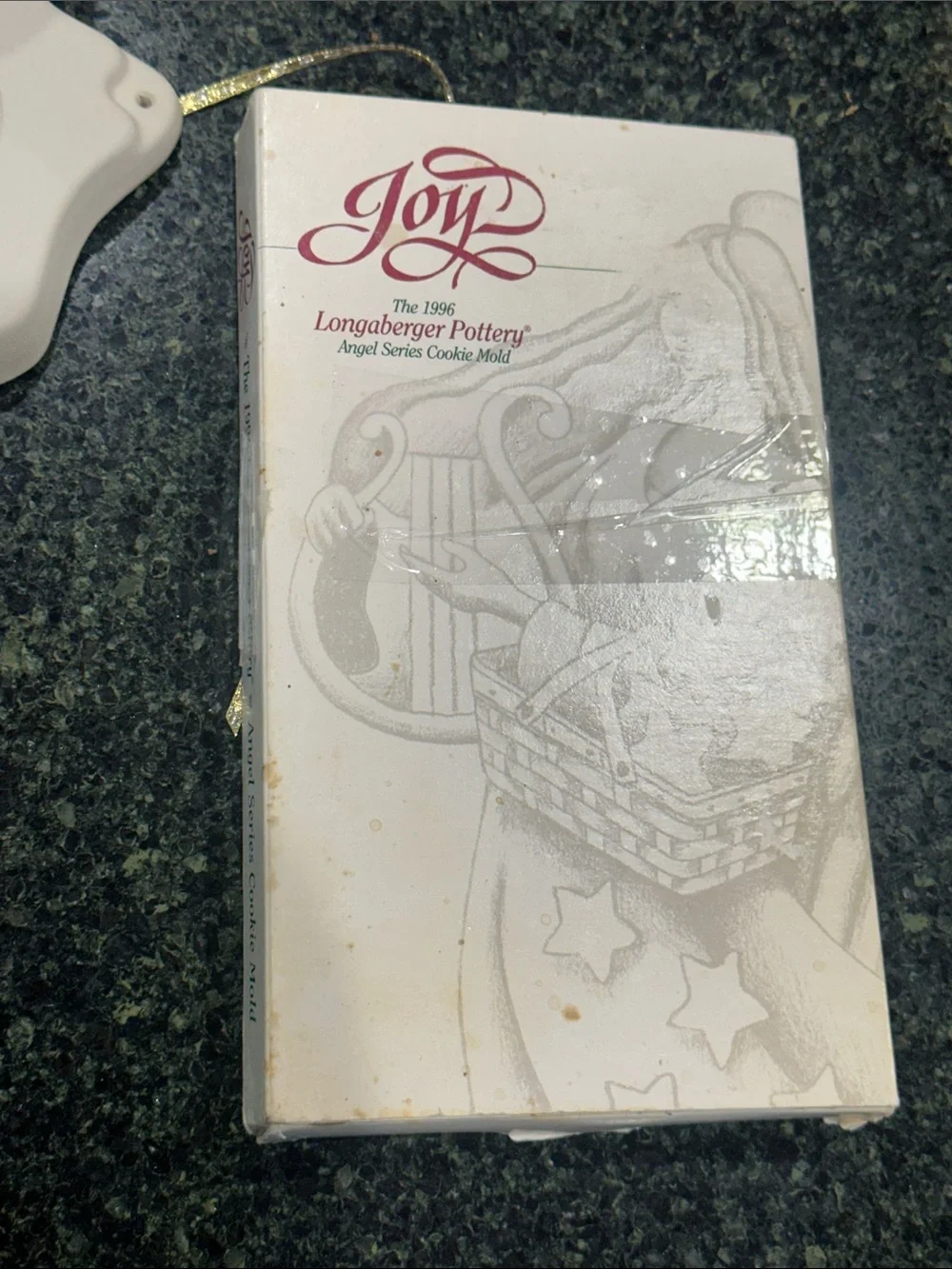 Longaberger 'Joy' Angel series Cookie Mold vtg Christmas 1996 pottery w box